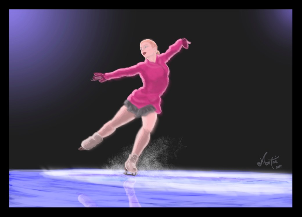 Pintura digital patinadora olimpica by MontseSR 2017 lowres100ppp marco black b