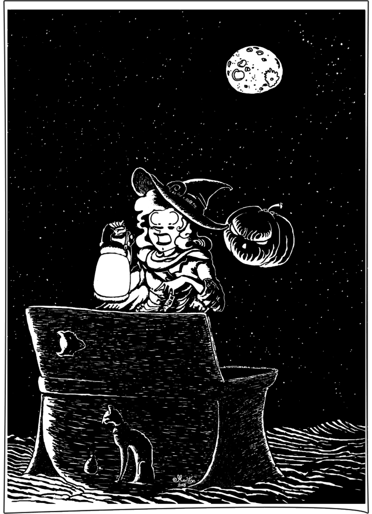 MontseMagentaSonsonaRosinachInktober2017day26MysteriousTintaDigitalB&amp;W2018finalLowres100pMarco