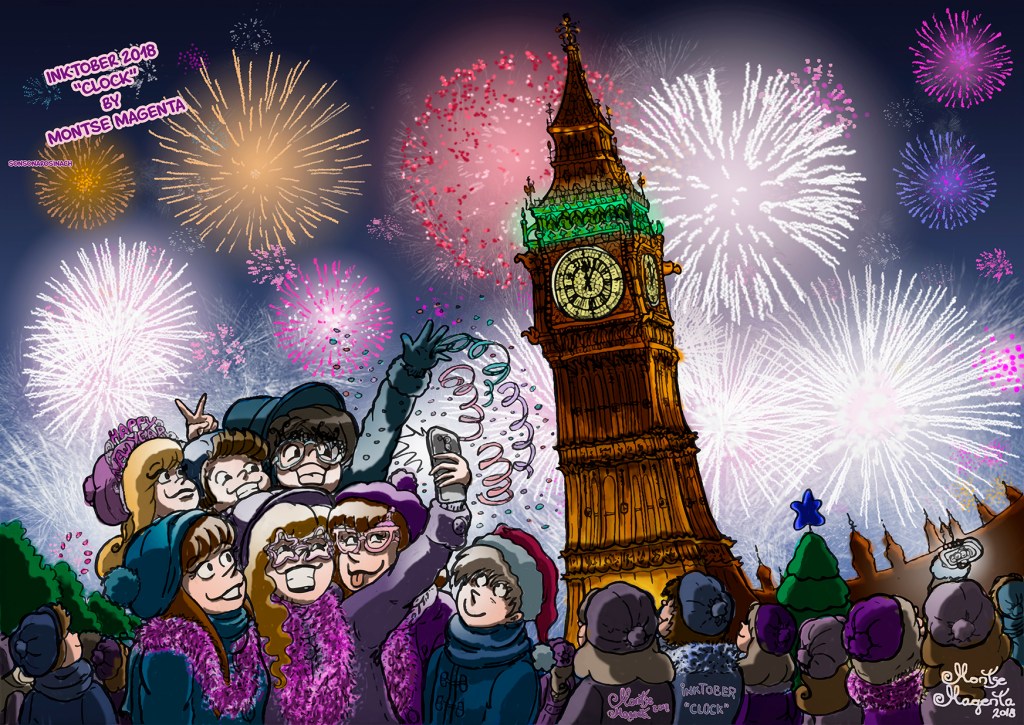 INKTOBER2018dibujo4CLOCKMontseMagentaSonsonaRosinachCOLORFlowresz