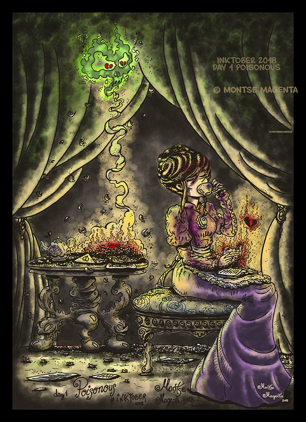 INKTOBER2018dibujo1PoisonousMontseMagentaSonsonaRosinachCOLORFMarcoName72p